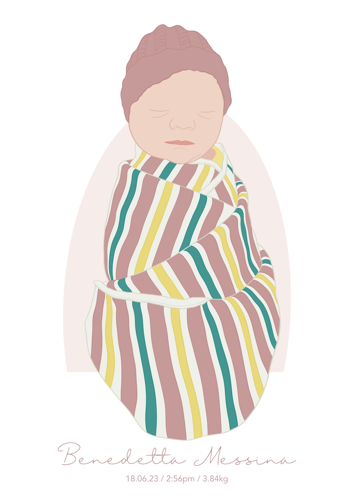Custom Newborn Illustration - Coloured with arch