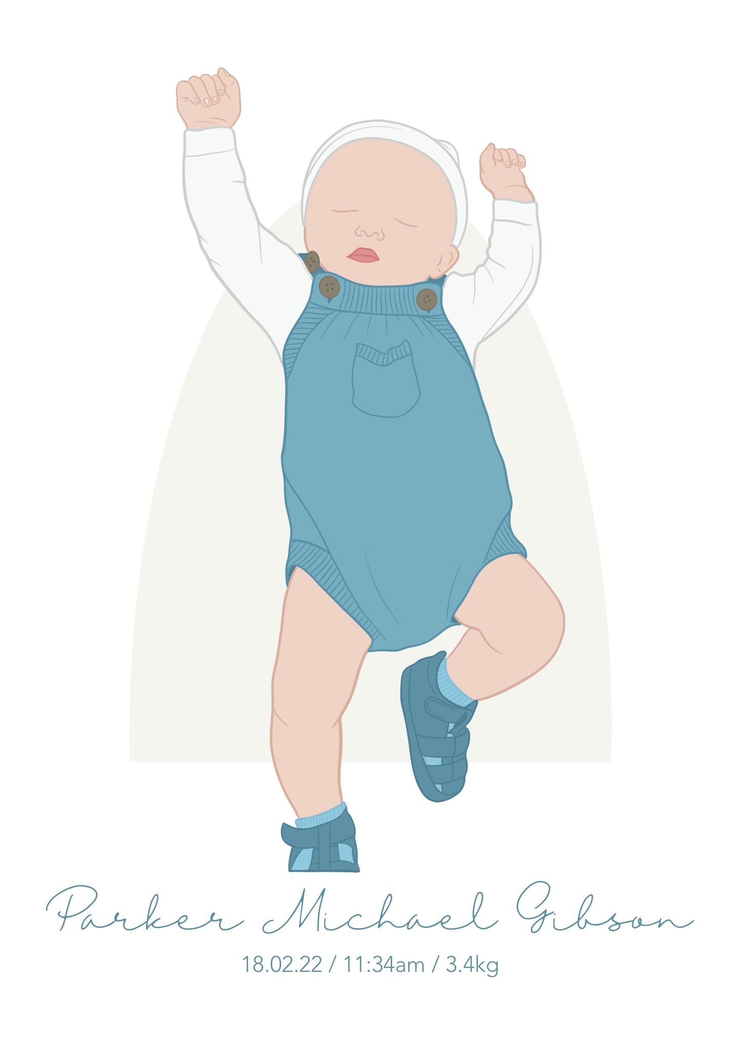 Custom Newborn Illustration - Coloured with arch