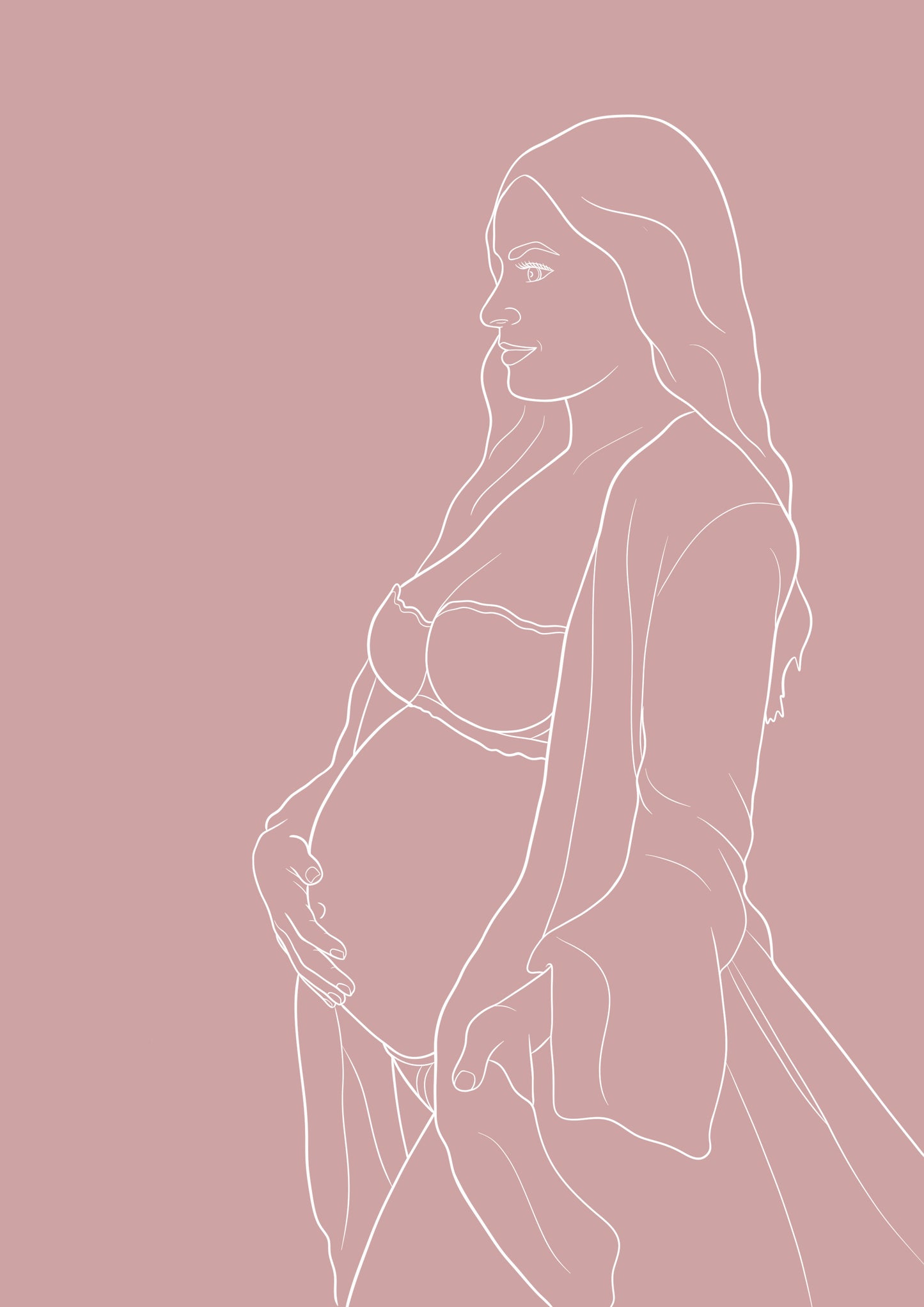 Custom Maternity Illustration - Dusty Rose