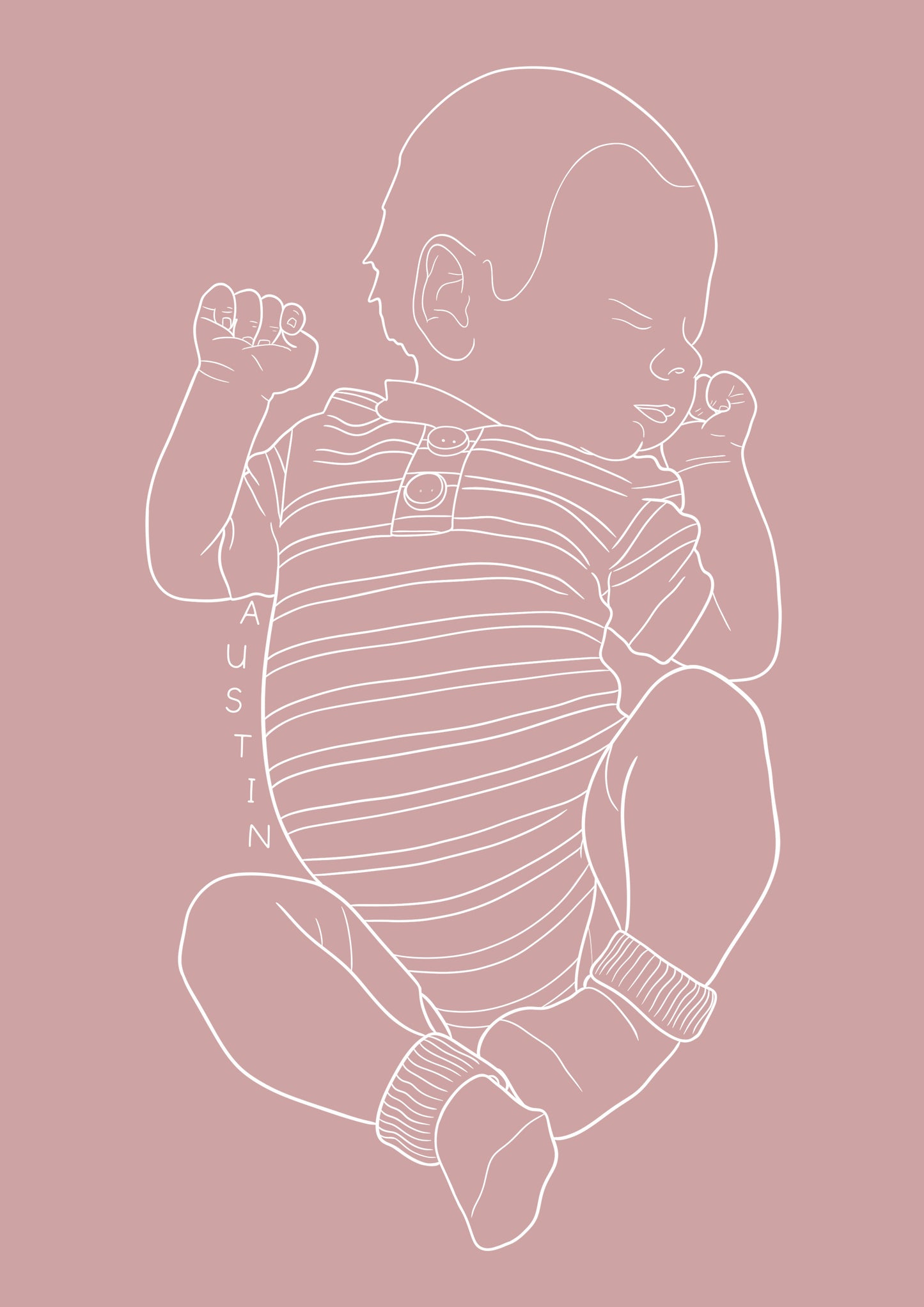 Custom Newborn Illustration - Dusty Rose