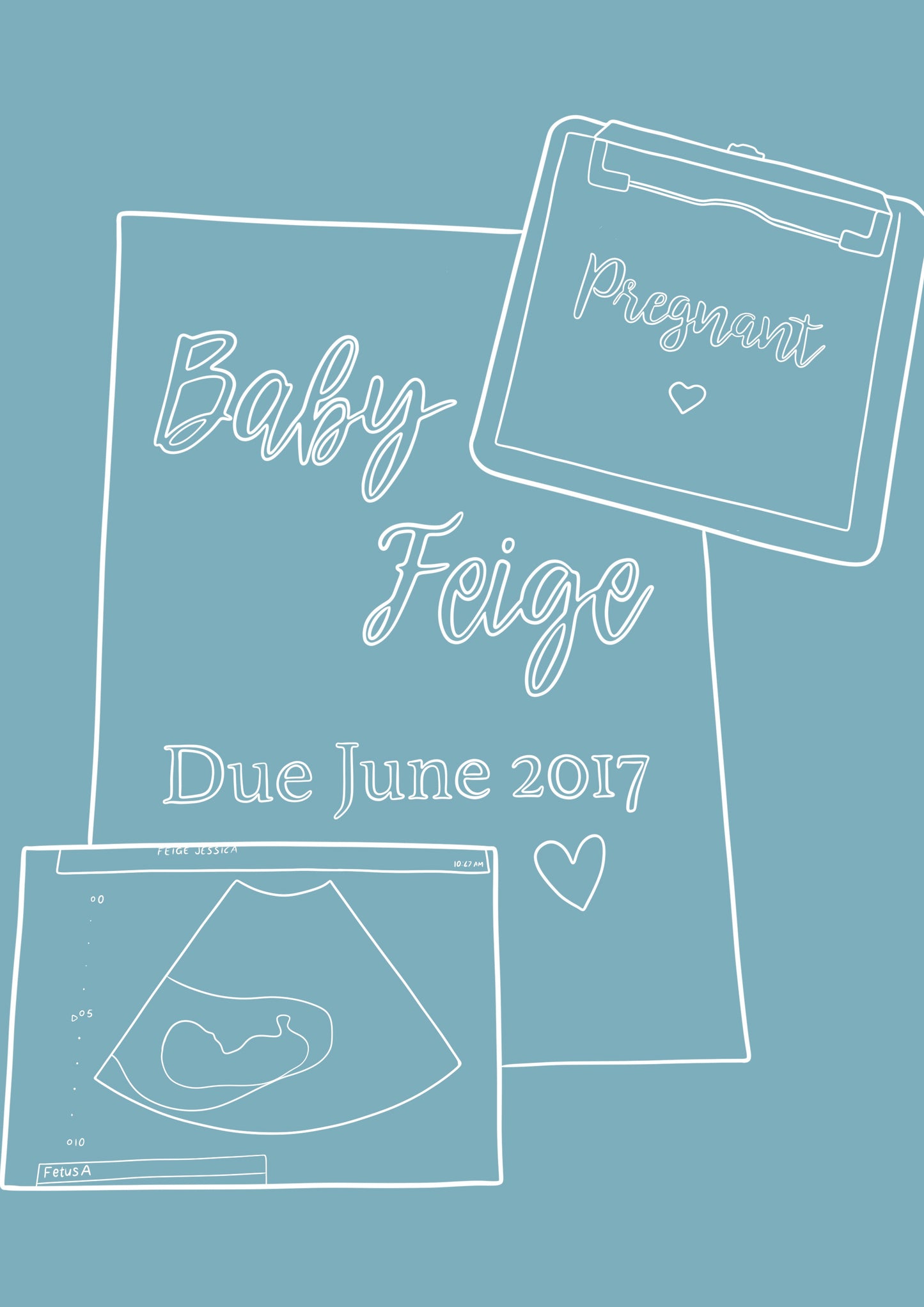 Custom Pregnancy Announcement - Blue