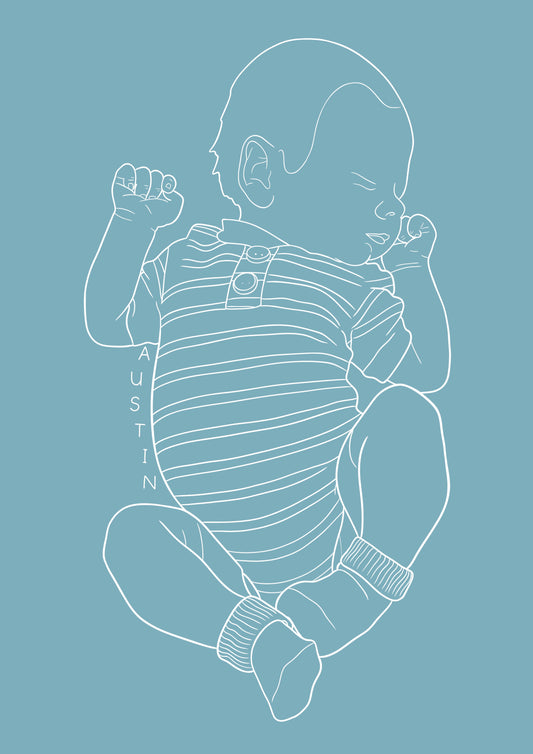 Custom Newborn Illustration - Blue