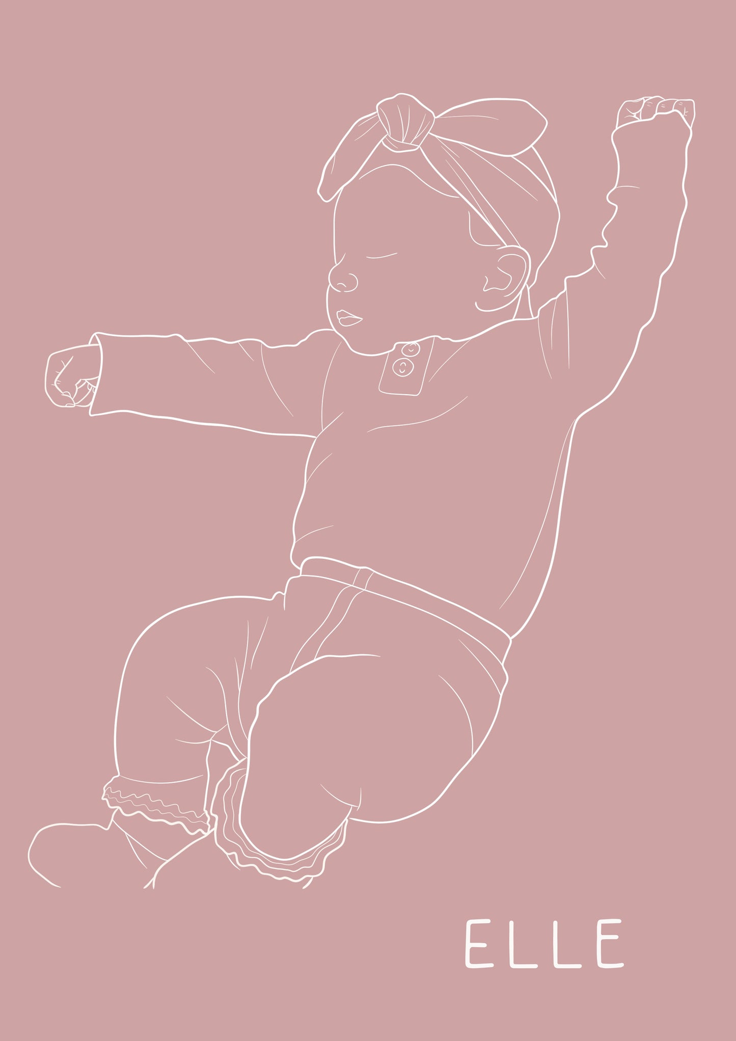Custom Newborn Illustration - Dusty Rose