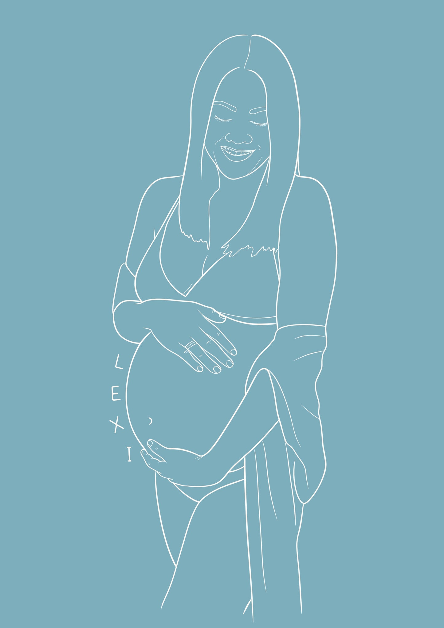 Custom Maternity Illustration - Blue